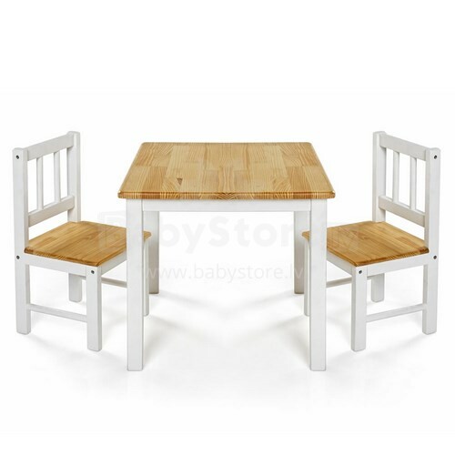 Reer Art.69001 Eat & Play Vaikų baldų komplektas Natūralus stalas ir 2 kėdės