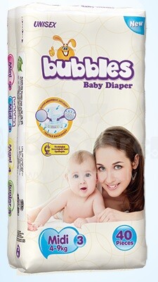 Alsafa Bubbles Midi 3 diapers 4-9kg 40pcs.