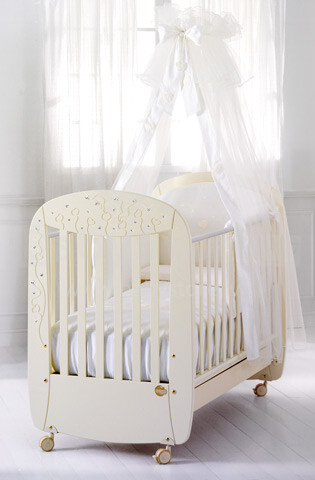 Baby Expert Butterfly Swarovsky Bērnu eleganta gultiņā CReam Platino Krēm/platīna krāsas