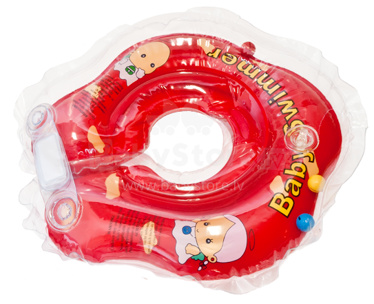 Baby Swimmer -  Детский надувной плавательный круг (на шею для купания)0-24 месяцев (3-12кг) red
