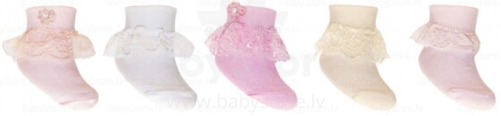 Yo Baby Xлопковые носочки детские для девочек с отворотами и рюшами (размеры: SS, S, M)