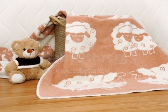 WOT Art.ALE 004/4 Сhenille Aukštos kokybės vaikiška medvilninė antklodė (pledas) 90x133 cm