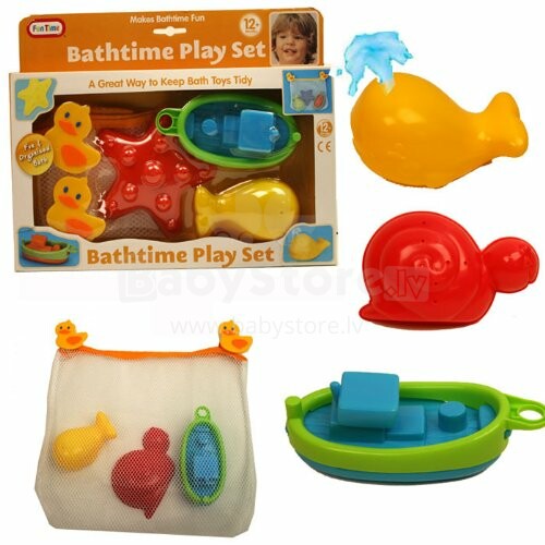 Fun Time 5027 Bathtime Play set  Vannas rotaļlietas komplekts ar piestiprinājumu mantu maisiņu rotaļlietām