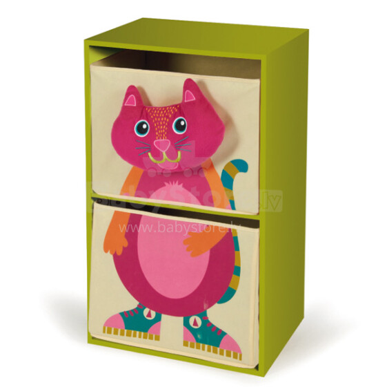 „Oops Cat Art. 70007.21“ Jerry Happy Bedroom stilingas vaikų naktinis stalelis, bagažo dėžė, žalia spinta