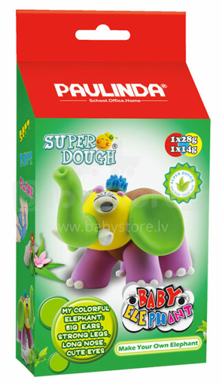 Paulinda Super Dough Baby Elephant 081173-9 Plastilīns Zīlonis