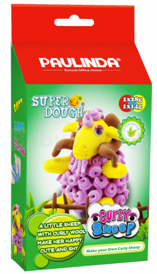 Paulinda Super Dough Curly Sheep 081173-14 Īpaši viegls un patīkams plastilīns Aitiņa