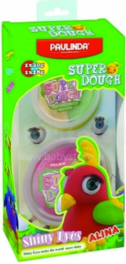 Paulinda Super Dough Shiny Eyes 081377-5 Īpaši viegls un patīkams plastilīns Putniņš Alīna