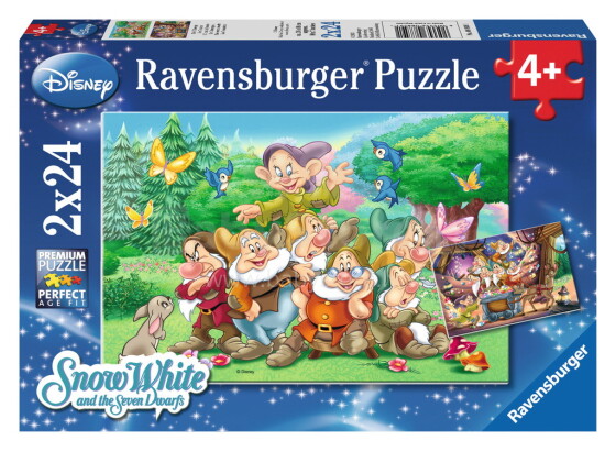 Ravensburger Puzzle 088591V Snieguolė ir septynios Dwarts galvosūkiai 2x24vnt.