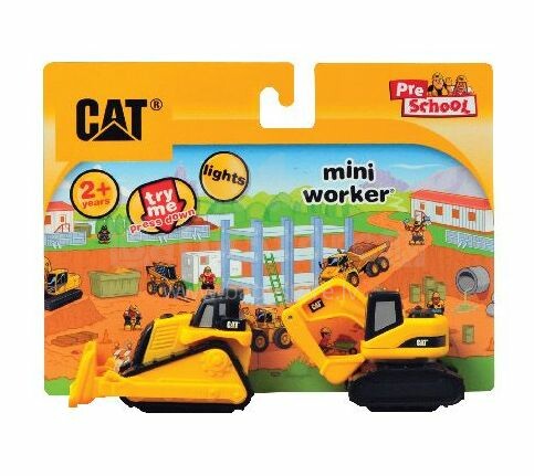 „Caterpillar Art.80020 Mini Worker Minis“ 2 pak. (Lizdinė plokštelė) Žaislinė mini mašina su žibintais, 6 cm