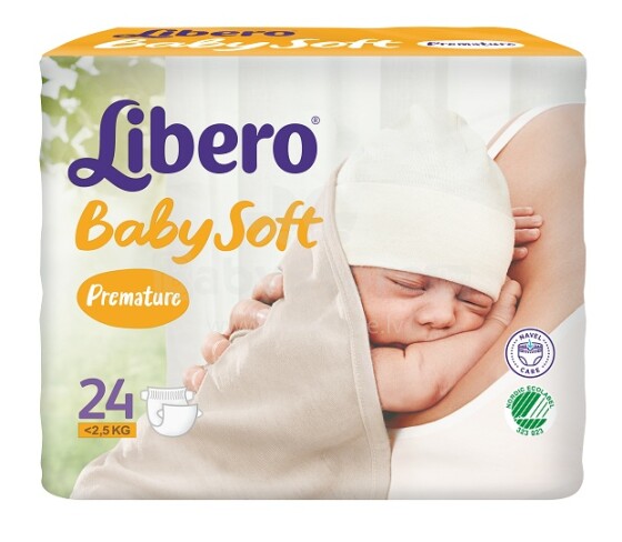 „Libero Baby“ minkštos neišnešiotos sauskelnės L (iki 2,5 kg) 24 vnt.