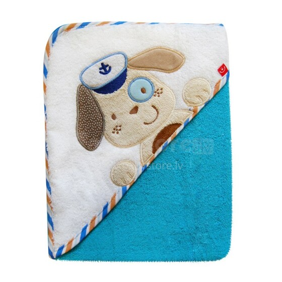 Bobas Art. PEL Детское хлопковое махровое полотенце с капюшеном и аппликацией 76х76 см