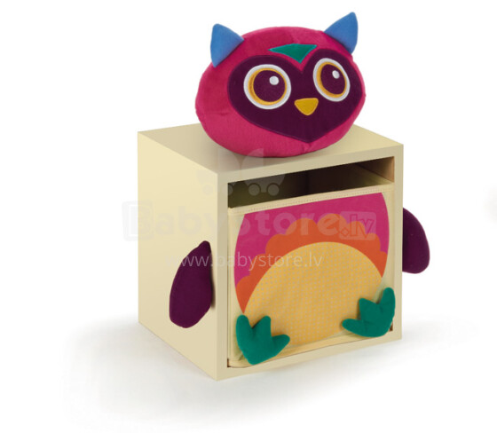 Oops Owl 70006.12 Mr. Wu Happy Bedroom Bērnu stilīgs naktsskapītis, mantu kaste cream