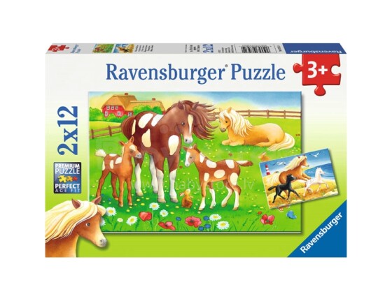Ravensburger Art.75614 Puzzle 2x12 gb. Kumeļi