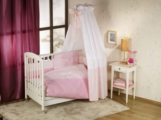 NINO-ESPANA  Bērnu gultiņas aizsargapmale 360cm ar kantīti gaiši roza krāsa Pink