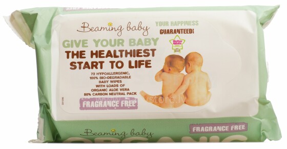 Beaming Baby ORGANIC BABY 100% биоразлазлагаемые влажные салфетки 72 шт
