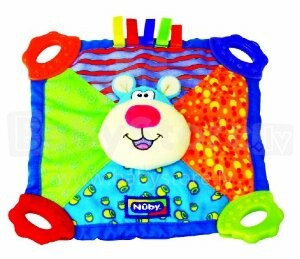 Nuby Teether Blanket Bear Art.6568 Мягкая игрушка Обнимашка с прорезывателем, 0+