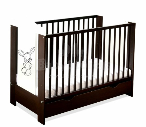 BoboBaby Ella Bunny Art.22898 Venge 109  деткая кроватка для малышей  с ящиком 120х60см