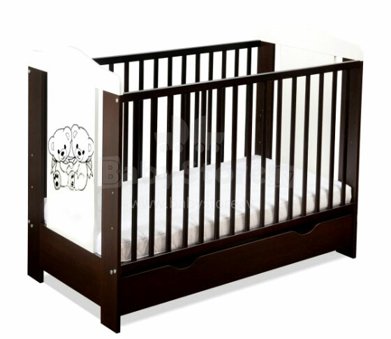 BoboBaby Ella Bears Art.22895 Venge 109  деткая кроватка для малышей  с ящиком 120х60см