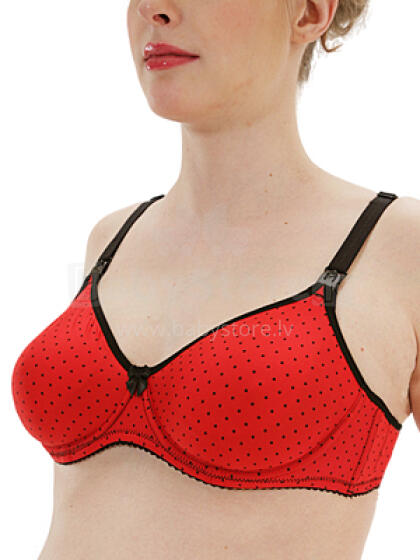 La Bebe™ Lingerie Cotton Art.73512 Red/Black Maternity and Nursing Bra