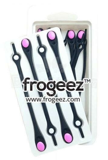 Frogeez™ Laces (black&pink) Apavu silikona auklas - klipši 14 gab.