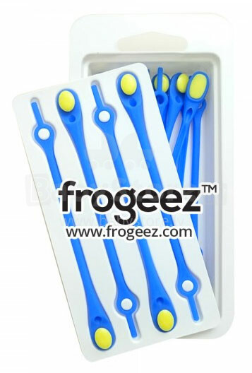 „Frogeez ™“ nėriniai (mėlyni ir geltoni) batų silikoninės virvelės - segtukai 14 vnt.