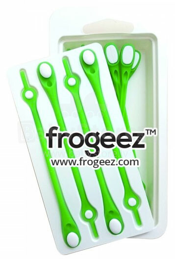 Frogeez™ Laces (green&white) Силиконовые шнурки – клипсы для обуви 14шт.