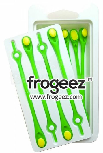 „Frogeez ™“ nėriniai (žalios ir geltonos spalvos) batų silikoninės virvelės - spaustukai 14 vnt.