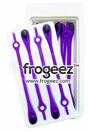 „Frogeez ™“ nėriniai (violetiniai ir juodi) batų silikoninės virvelės - segtukai 14 vnt.