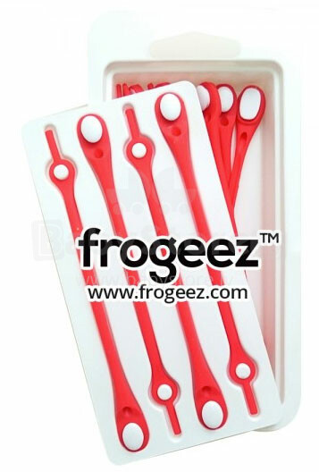 Frogeez™ Laces (red&white) Apavu silikona auklas - klipši 14 gab.
