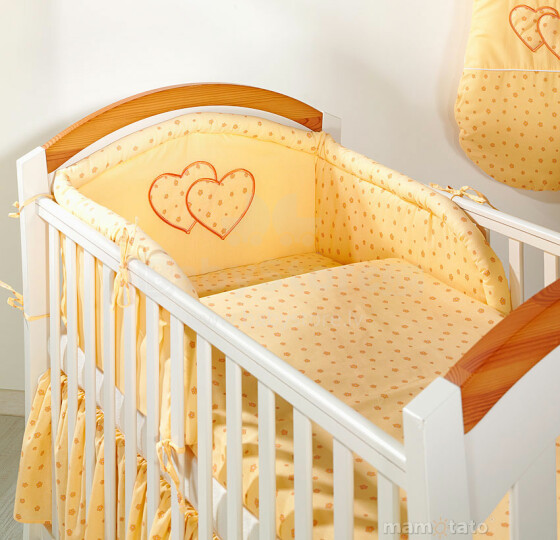 Mamo Tato Heart Col. Orange Print Kokvilnas gultas veļas komplekts no 2 daļam (90x120 cm)