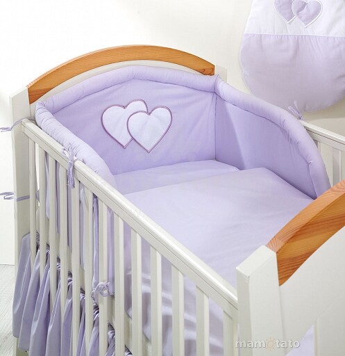 Mamo Tato Heart Col. Lavender Kokvilnas gultas veļas komplekts no 2 daļam (100x135 cm)
