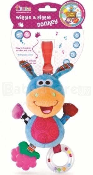 Bam Bam Wiggie&Giggie  разноцветная игрушка с клипсой и погремушками Ослик