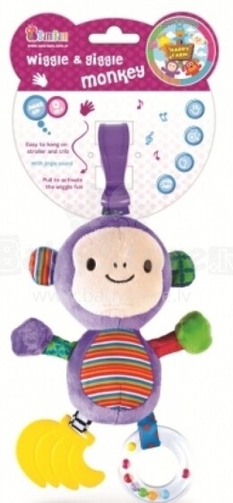 Bam Bam Wiggie&Giggie  разноцветная игрушка с клипсой и погремушками Обезьянка