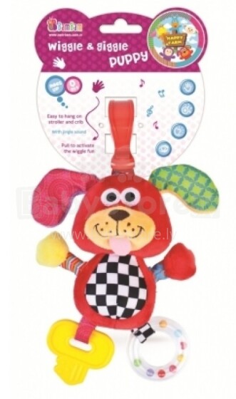 Bam Bam Wiggie&Giggie  разноцветная игрушка с клипсой и погремушками Собачка