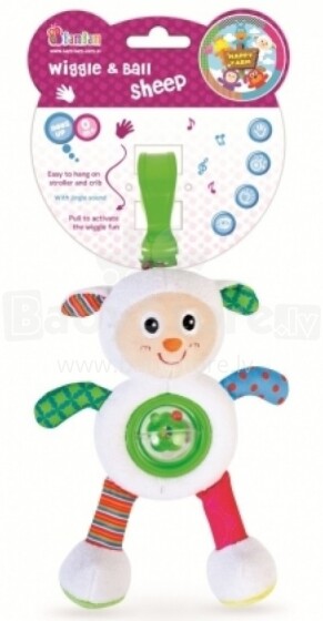 Bam Bam Wiggie&Ball  разноцветная игрушка с клипсой и погремушками  Овечка