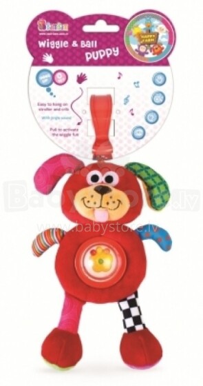 Bam Bam Wiggie&Ball  разноцветная игрушка с клипсой и погремушками Собачка