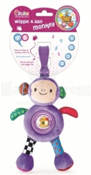 Bam Bam Wiggie&Ball  разноцветная игрушка с клипсой и погремушками  Обезьянка