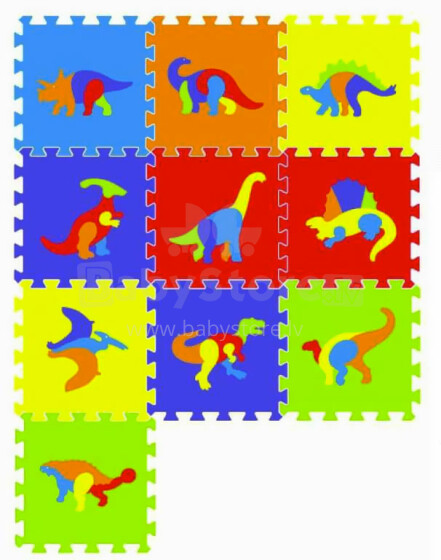 SunTaToys Floor Puzzle Art.ST1021 Многофункциональный напольный пазл-коврик динозавр из 10 элементов