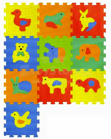 SunTaToys Floor Puzzle Art.ST1021  Bērnu daudzfunkcionālais grīdas paklājs puzle dzīvnieki no 10 elementiem