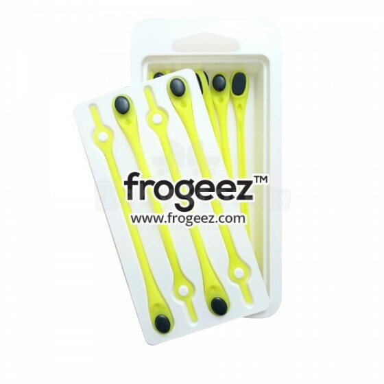 „Frogeez ™“ nėriniai (geltoni ir juodi) batų silikoninės virvelės - segtukai 14 vnt.