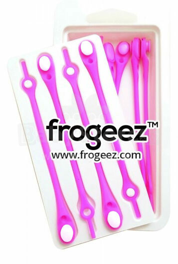 Frogeez™ Laces (pink&white) Apavu silikona auklas - klipši 14 gab.