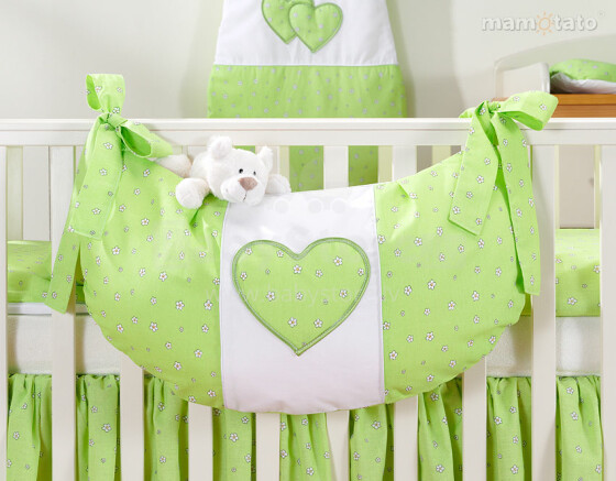 Mamo Tato Heart Col. Green Print Кармашек для игрушек на кроватку (60x30 см)