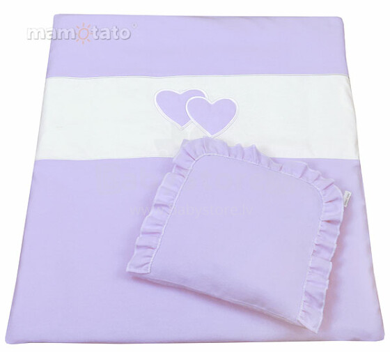 Mamo Tato Heart Col. Lavender Комплект постельного белья для коляски из 2 частей