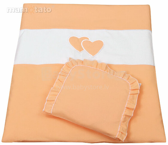 Mamo Tato Heart Col. Peach Комплект постельного белья для коляски из 2 частей