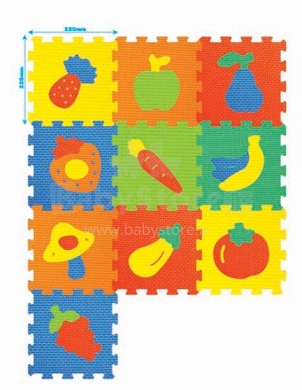 SunTaToys Floor Puzzle Art.ST1016 Bērnu daudzfunkcionālais grīdas paklājs puzle Dārzeņi un augļi no 10 elementiem