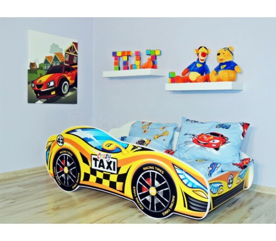 Stilinga „Nobi Cars“ vaikų lova su čiužiniu 144x74 cm