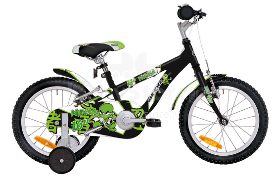 Atala Ninja  16” Детский Двухколёсный велосипед со вспомогательными колёсами (четырёхколёсный) с 4х лет