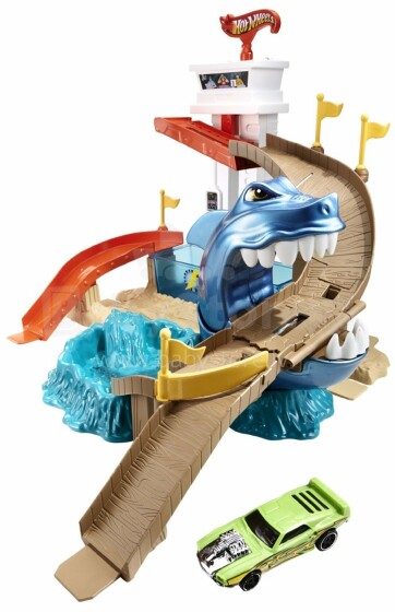 „Mattel Hot Wheels City“ spalvų keitikliai „Hai-Attacke Spielset“ art. BGK04 takelis „Ryklių medžioklė“