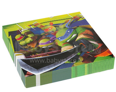 Amscan Turtles Ninja Art.552467   Бумажные Салфеточки для праздника 20 шт.