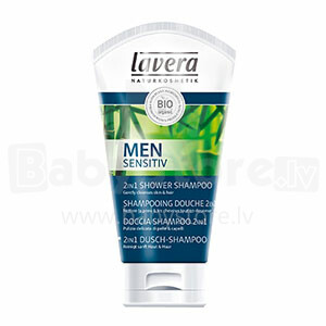 „Lavera Men Sensitive Art“. 104122 Men Sensitiv 2in1 dušo šampūnas su alaviju ir bambuku